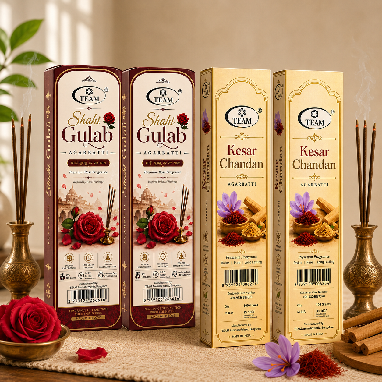 Two Kesar Chandan + Two Shahi Gulab