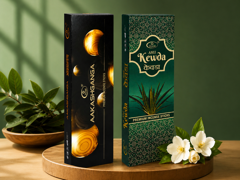 Two Pack of Aakashganga + Two Pack of Asli Kewda Premium Agarbatti Combo