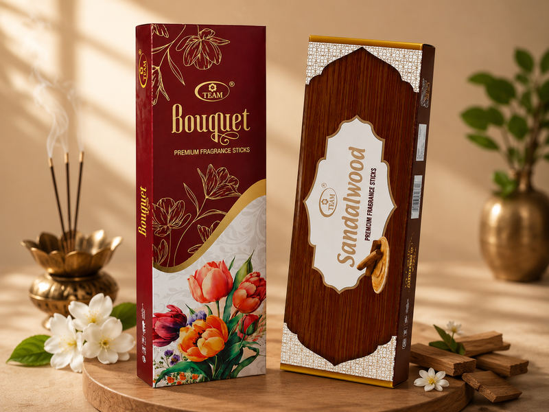 Two Pack of Bouquet + Two Pack of Sandalwood Premium Agarbatti Combo