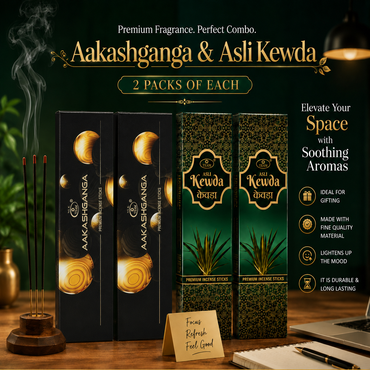 Two Pack Of Aakashganga + Two Pack Of Asli Kewda
