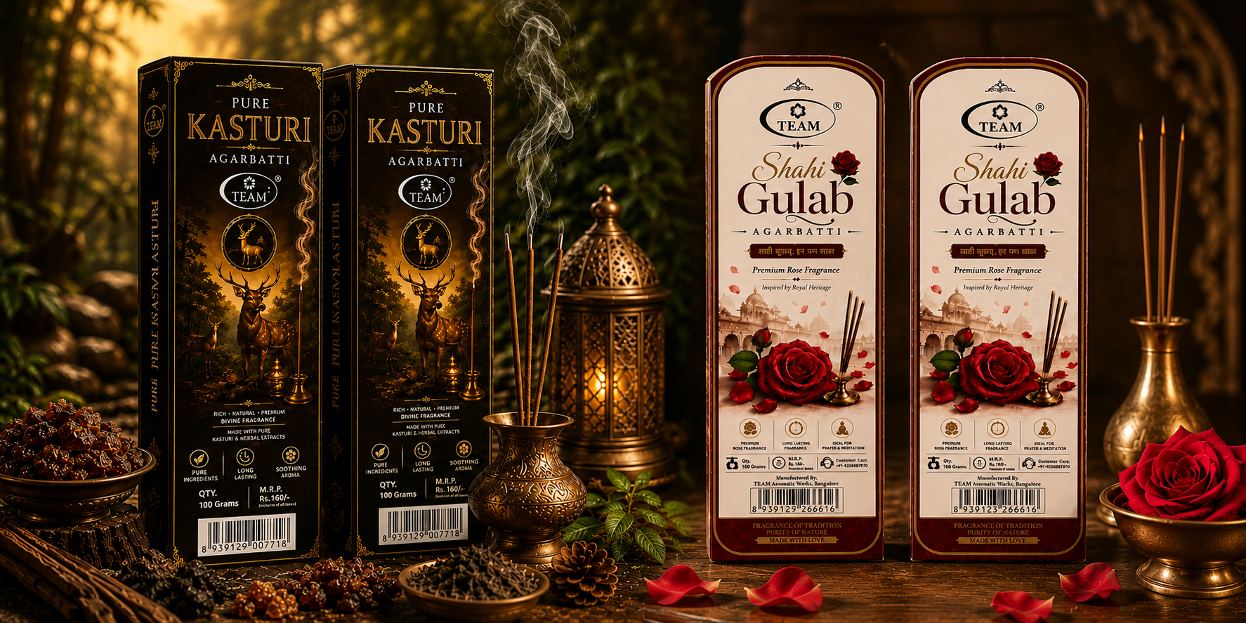 Two Pure Kasturi + Two Shahi Gulab